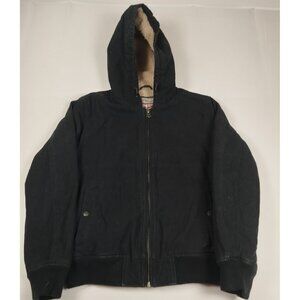 Levi's Mens S Black Canvas Sherpa Lined Hooded Workwear Bomber Jacket